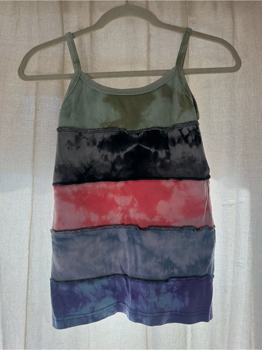 Tie-Dye Striped Tank Top - Olive, Black, Coral, Slate, Purple
Size S